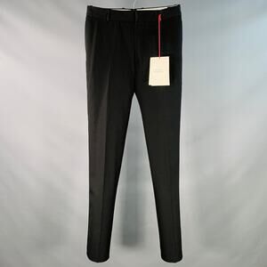 ALEXANDER MCQUEEN Size 30 Black Wool Barathea Flat Front Dress Pants